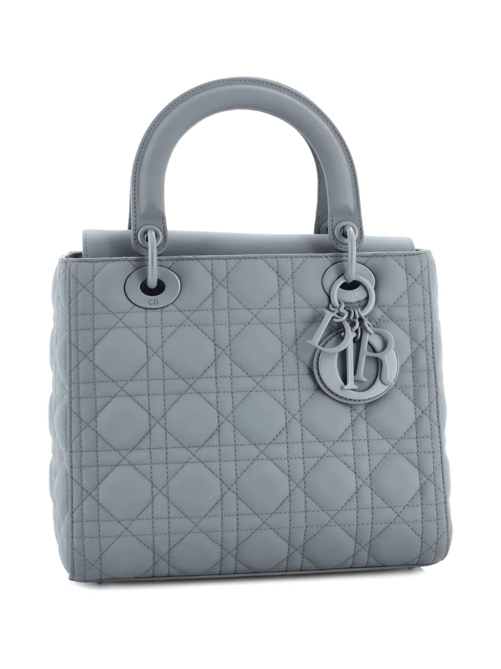 Pre-owned Dior Ultra Matte Lady  Bag Cannage Quilt Calfskin Medium Satchel In Gray