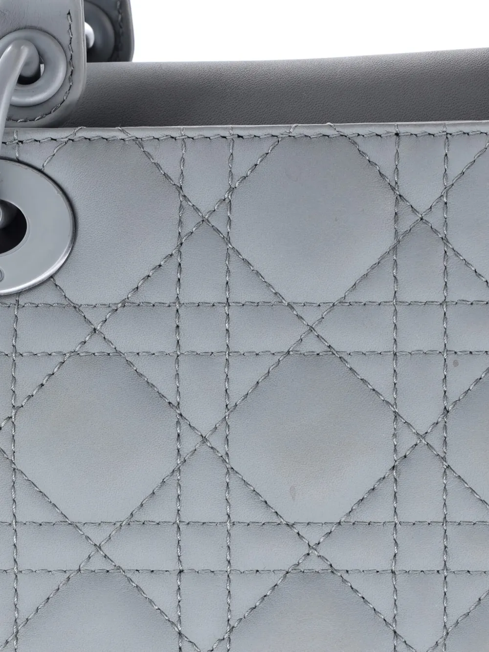 Pre-owned Dior Ultra Matte Lady  Bag Cannage Quilt Calfskin Medium Satchel In Gray