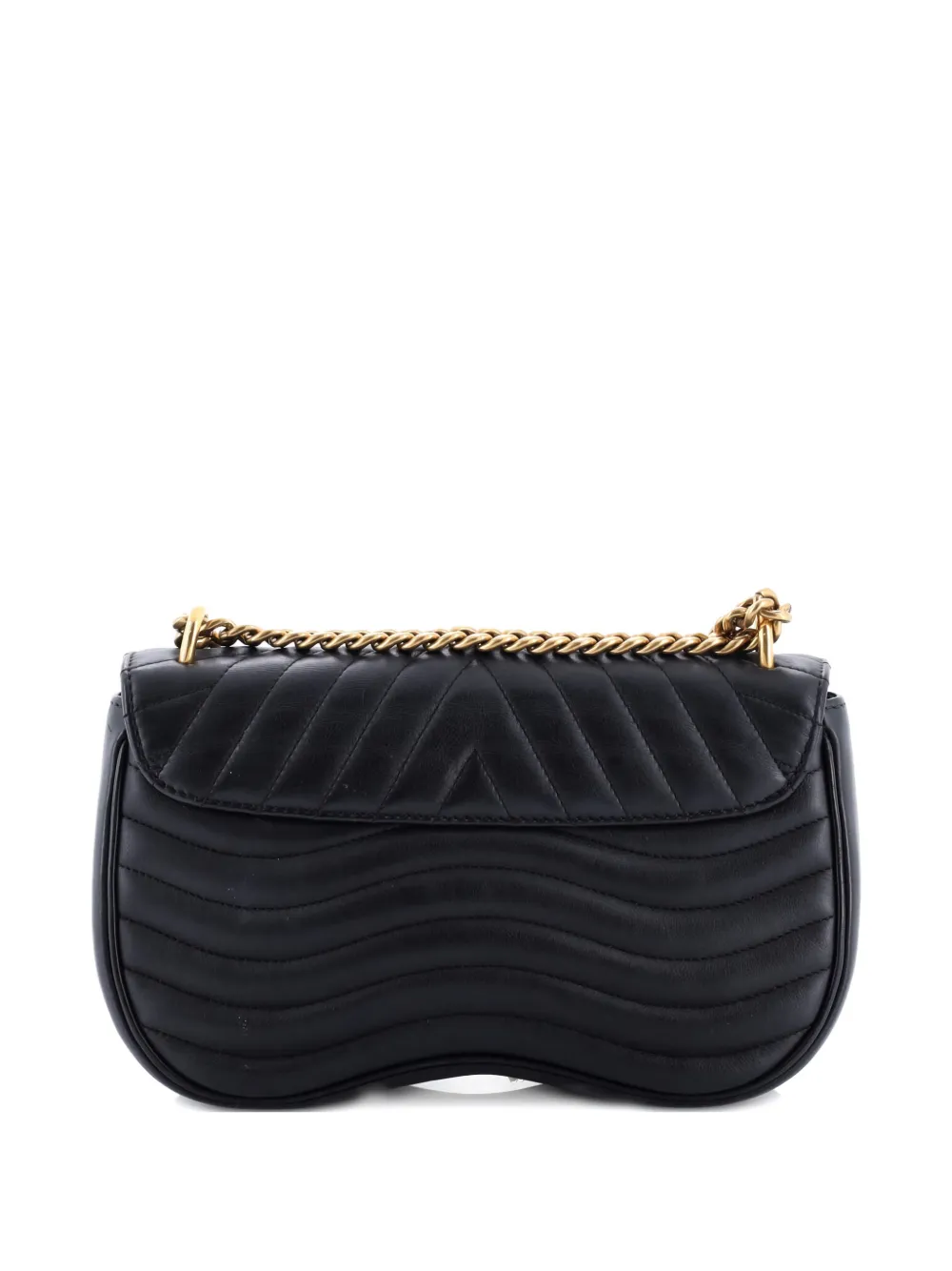 Pre-owned Louis Vuitton New Wave Chain Bag Quilted Leather Mm Crossbody Bag In Black