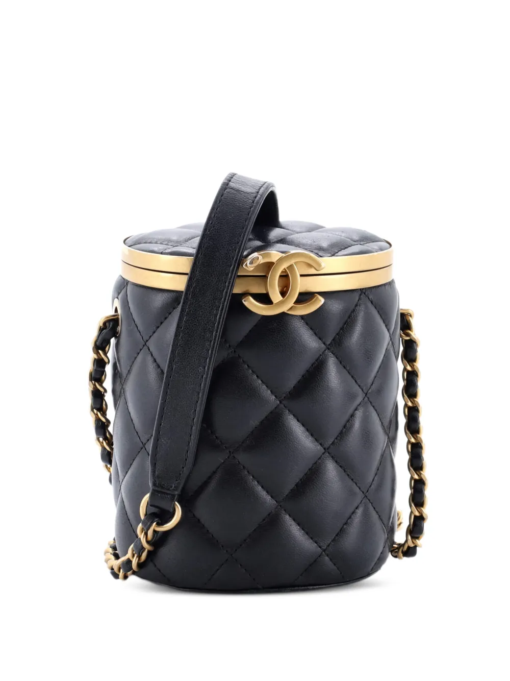 CHANEL Pre-Owned Crown Box Vanity Bag Quilted Lambskin Mini shoulder bag - Nero