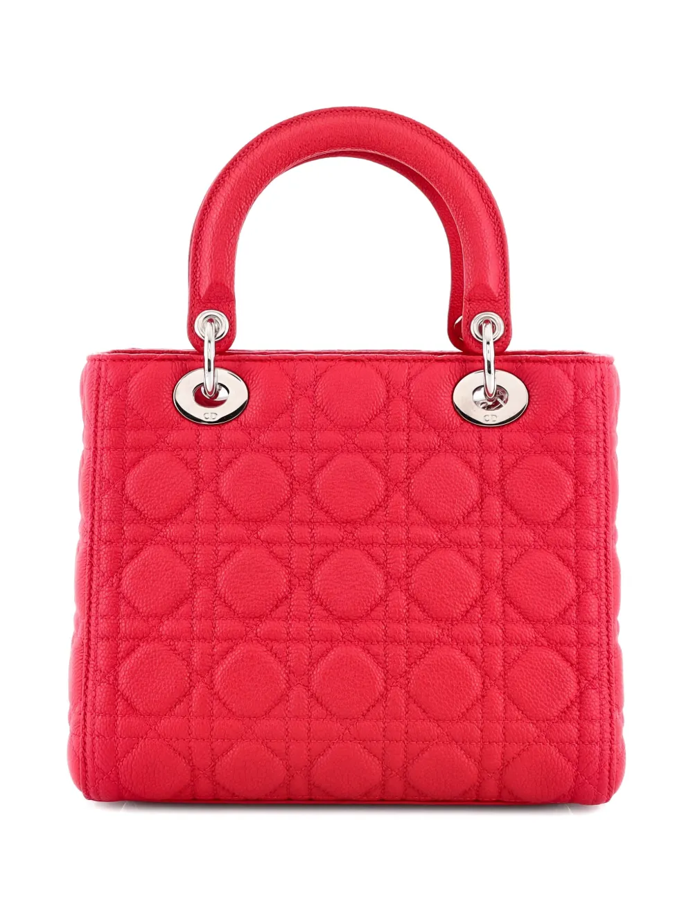 Pre-owned Dior Lady  Bag Cannage Quilt Grained Calfskin Medium Satchel In Pink