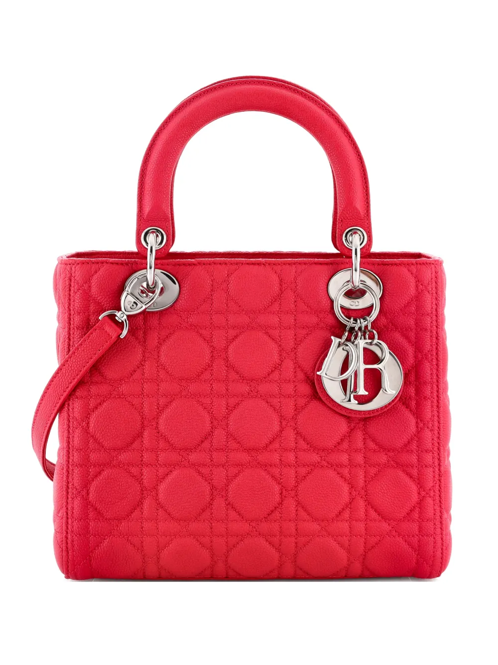 Christian Dior Pre-Owned Lady Dior Bag Cannage Quilt Grained Calfskin Medium satchel - Rosa