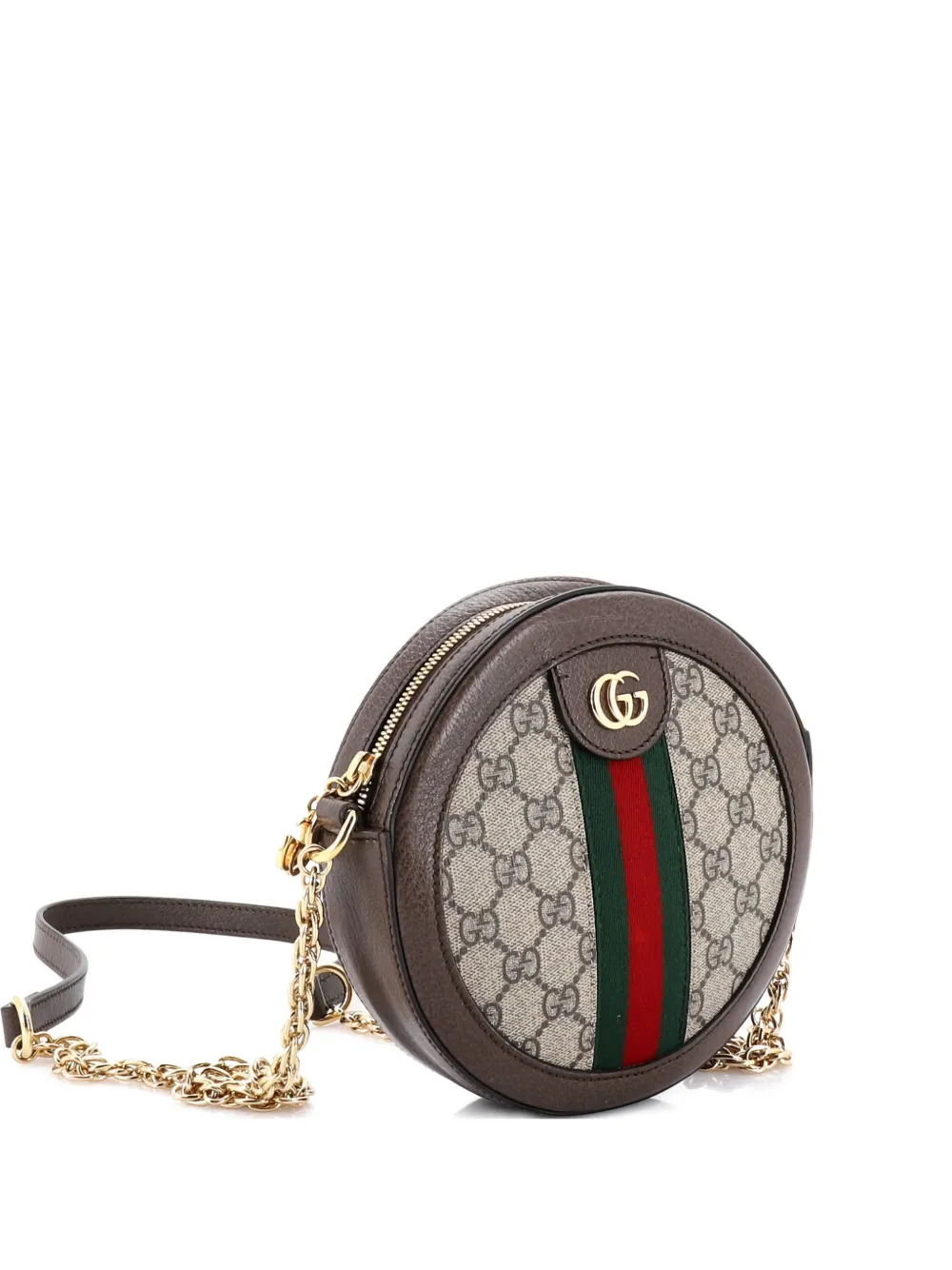 Pre-owned Gucci Ophidia Round Gg Coated Canvas Mini Backpack In Brown