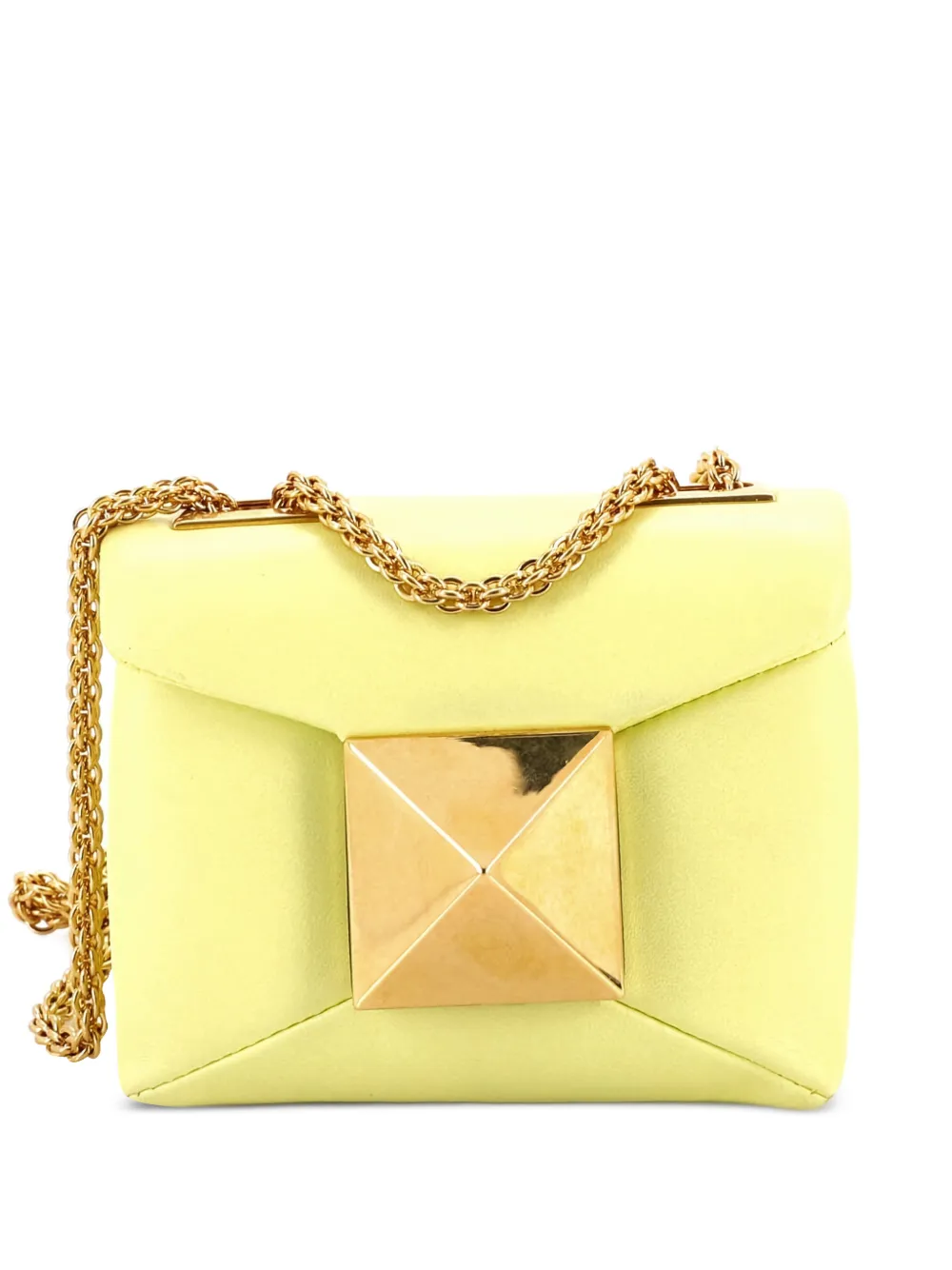 Valentino Garavani Pre-Owned One Stud Chain Flap Bag Leather Micro crossbody bag - Giallo