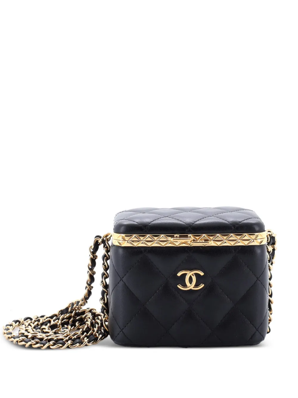 CHANEL Pre-Owned Lock Frame Vanity Case with Chain Quilted Lambskin Small clutch bag | negro | Image 1