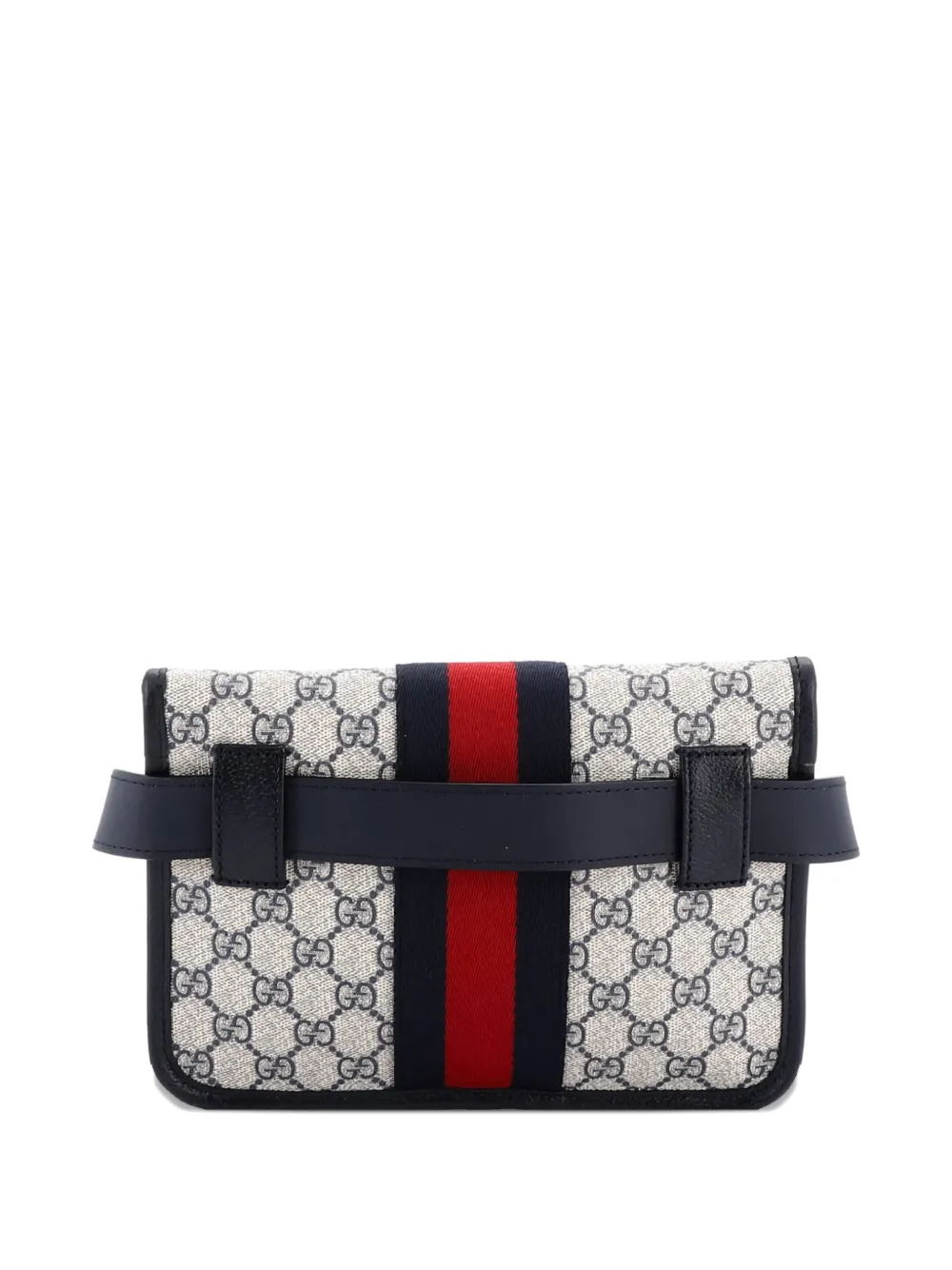 Pre-owned Gucci Ophidia Flap Gg Coated Canvas With Leather Belt Bag In Blue