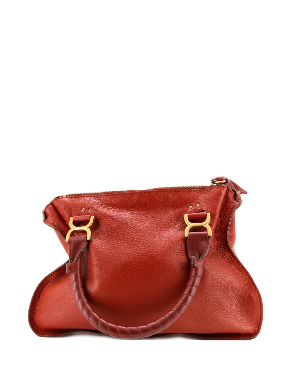 Pre-owned Chloé Marcie Leather Medium Shoulder Bag In Orange