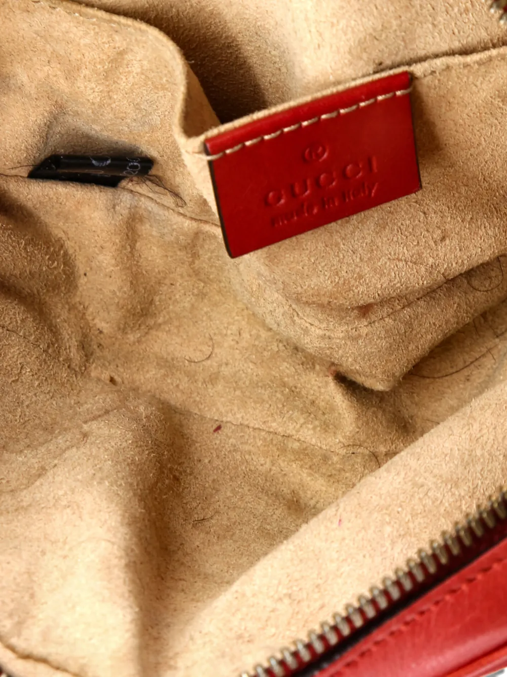 Pre-owned Gucci Gg Marmont Matelasse Leather Belt Bag In Red