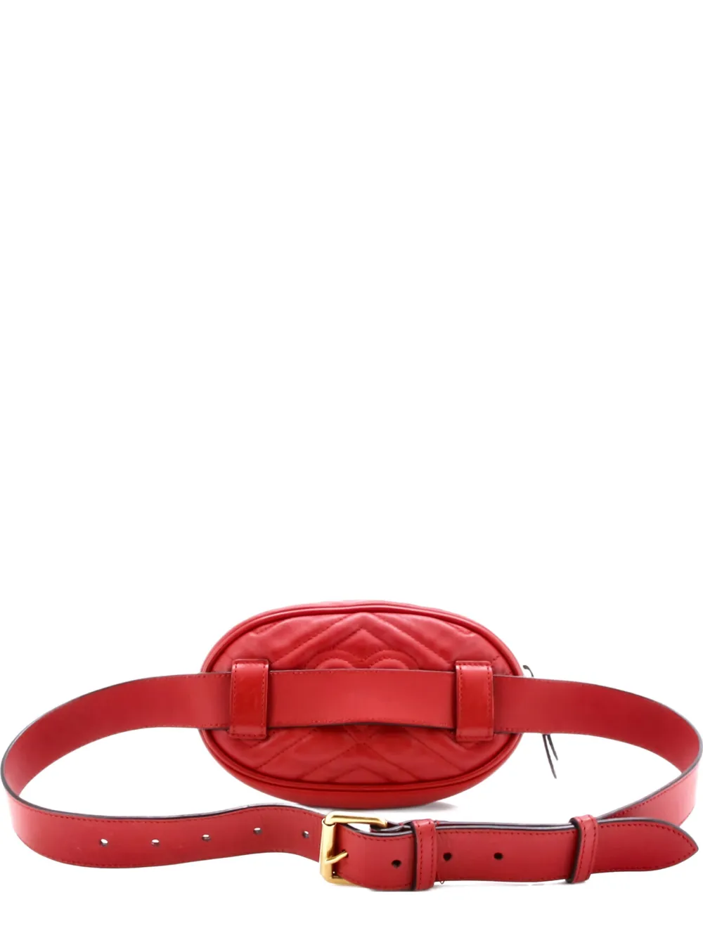 Pre-owned Gucci Gg Marmont Matelasse Leather Belt Bag In Red
