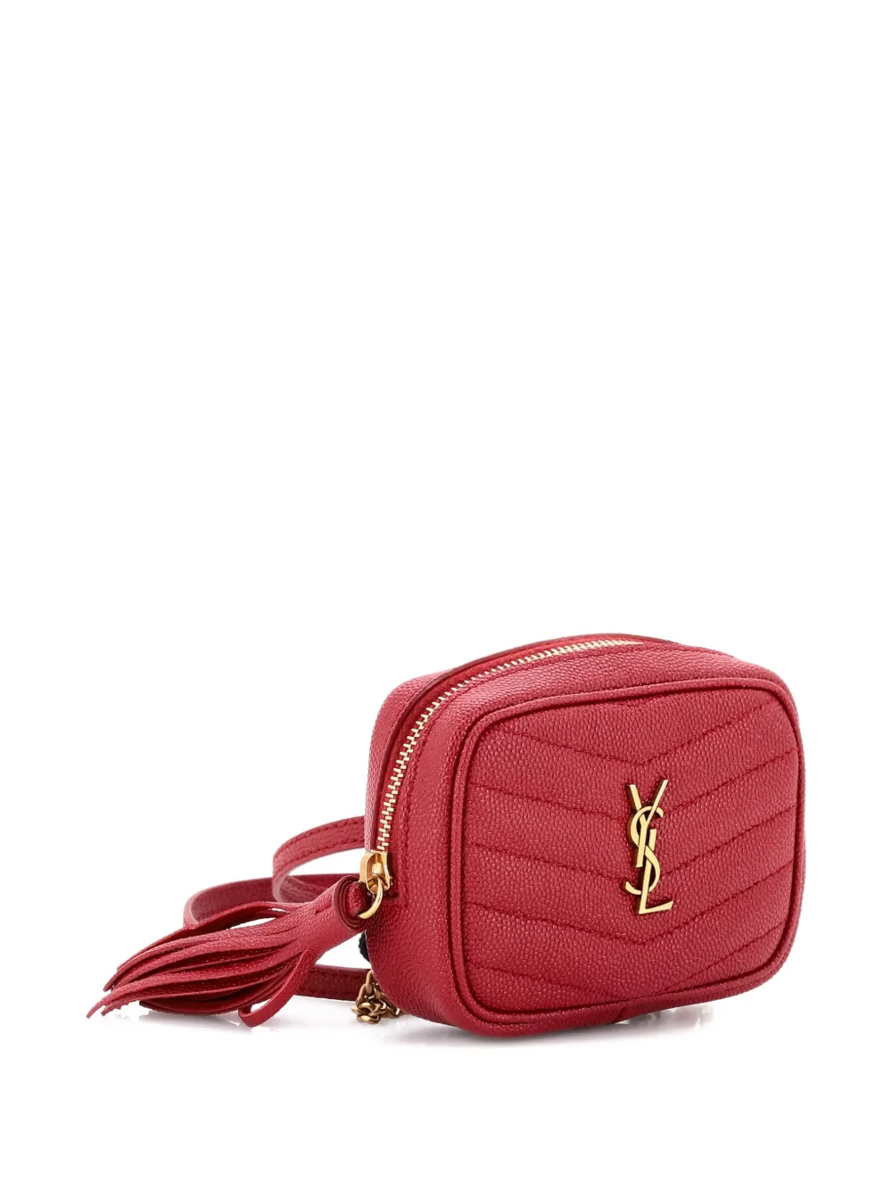 Pre-owned Saint Laurent Lou Camera Bag Matelasse Chevron Leather Baby Crossbody Bag In Red