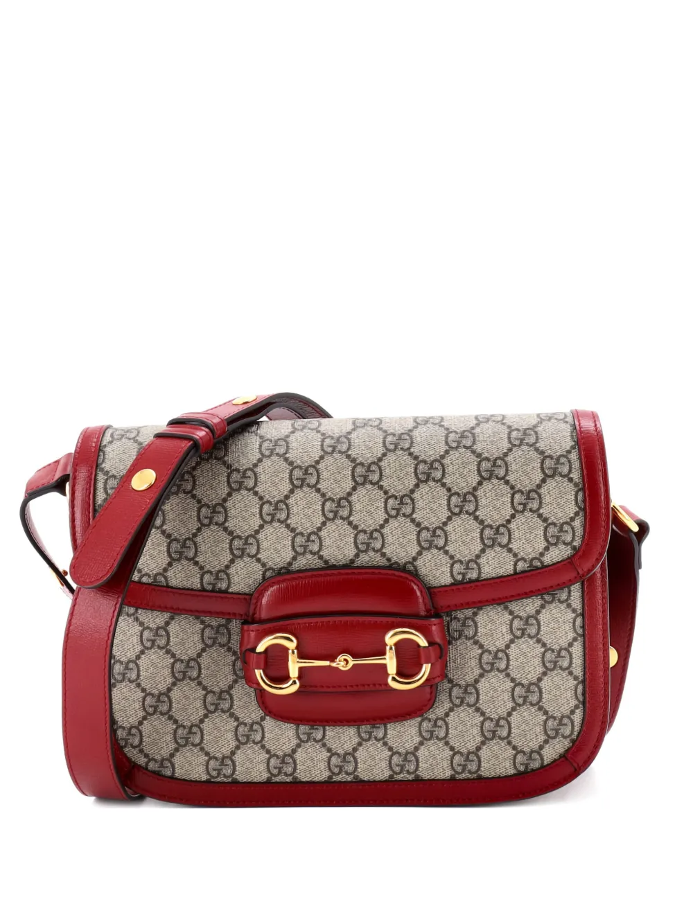 Gucci Pre-Owned Horsebit 1955 Shoulder Bag GG Coated Canvas with Leather Small crossbody bag - Marrone