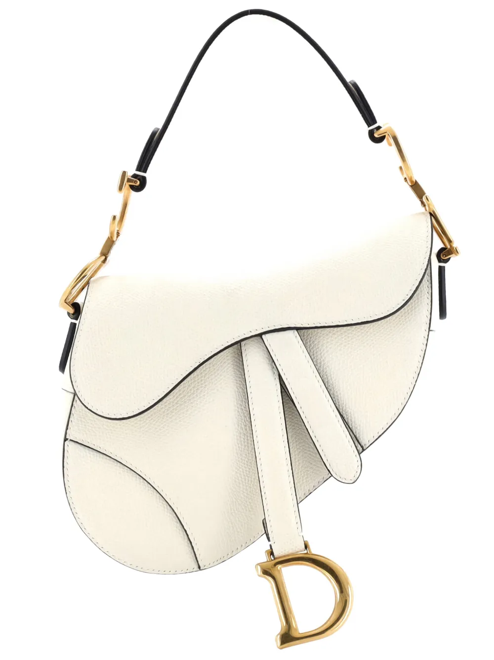 Pre-owned Dior Saddle Handbag Leather Mini Shoulder Bag In White