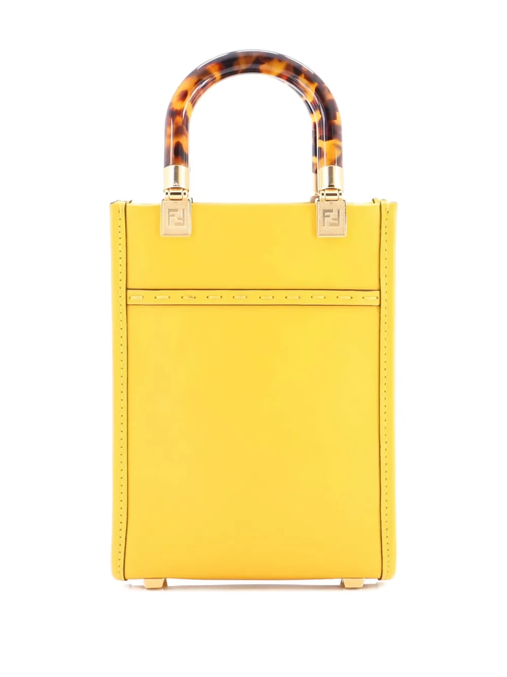 Pre-owned Fendi Sunshine Shopper Tote Leather Mini Crossbody Bag In Yellow