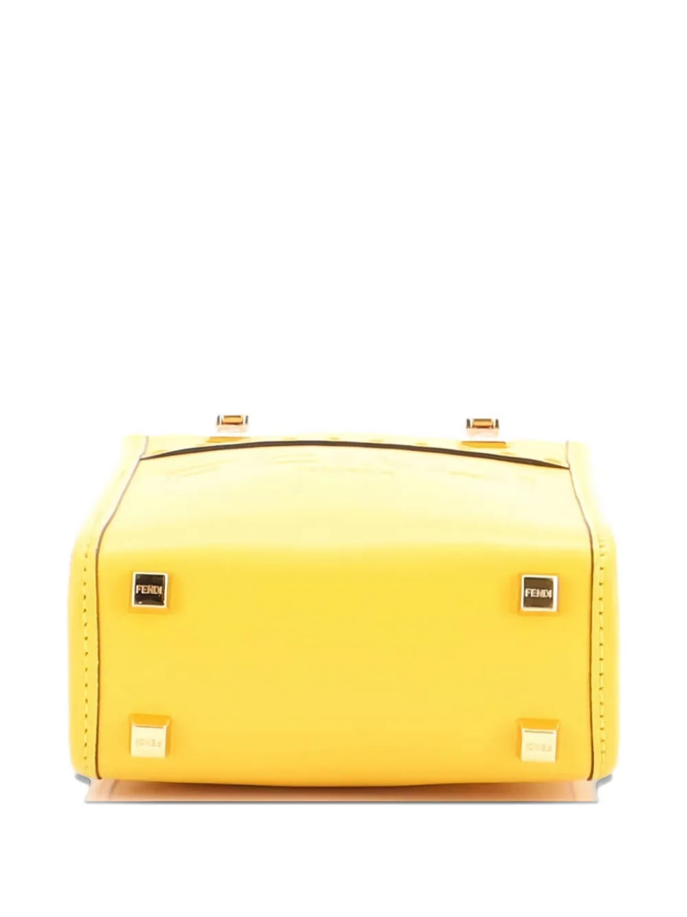 Pre-owned Fendi Sunshine Shopper Tote Leather Mini Crossbody Bag In Yellow