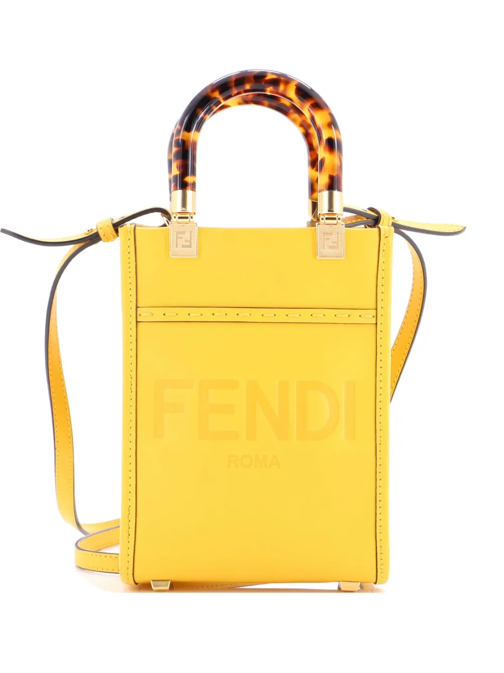 Fendi Pre-Owned Sunshine Shopper Tote Leather Mini crossbody bag - Giallo