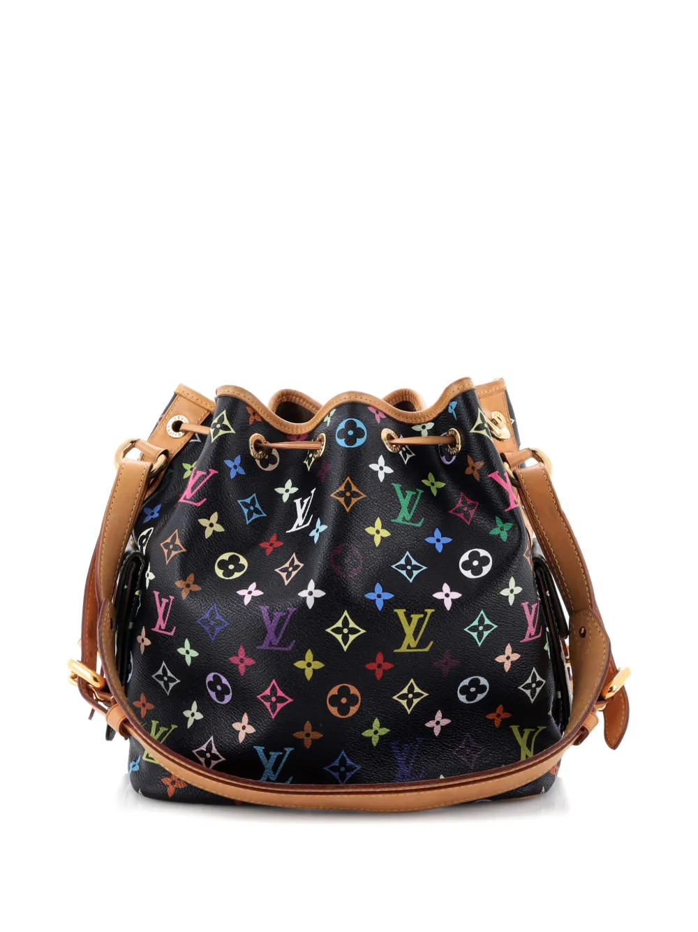 Pre-owned Louis Vuitton Petit Noe Handbag Monogram Multicolor Bucket Bag In Black