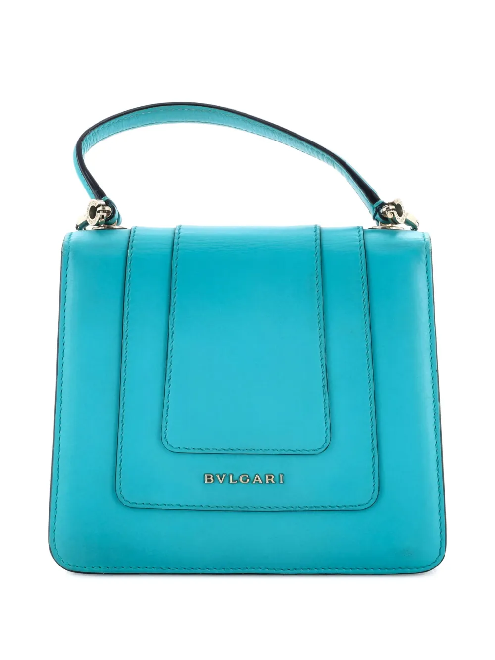 Pre-owned Bvlgari Serpenti Forever Top Handle Bag Leather Small Satchel In Blue