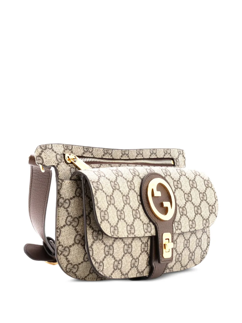  Gucci Pre-owned Blondie Flap Pocket Gg Coated Canvas Belt Bag - Brown 