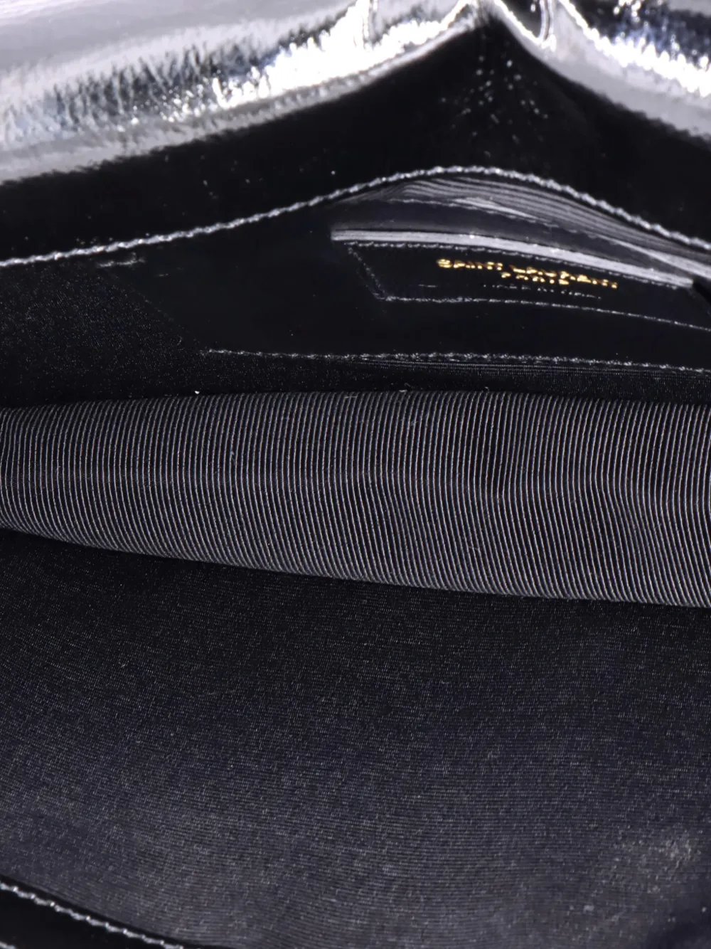 SAINT LAURENT Pre-owned Classic Monogram Patent Large Clutch Bag In Black