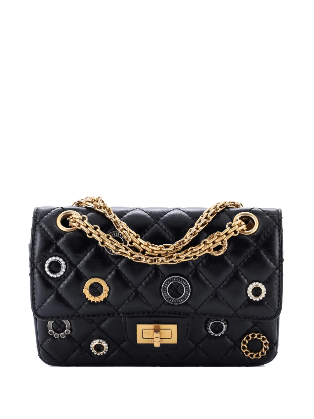 CHANEL Pre-Owned Crystal Charms 2.55 Reissue Flap Bag Aged Quilted Calfskin 224 shoulder bag - Black