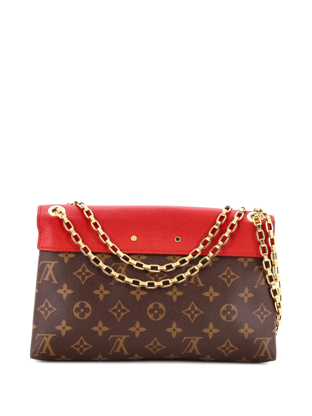 Pre-owned Louis Vuitton Pallas Chain Monogram Canvas And Calfskin Shoulder Bag In Brown