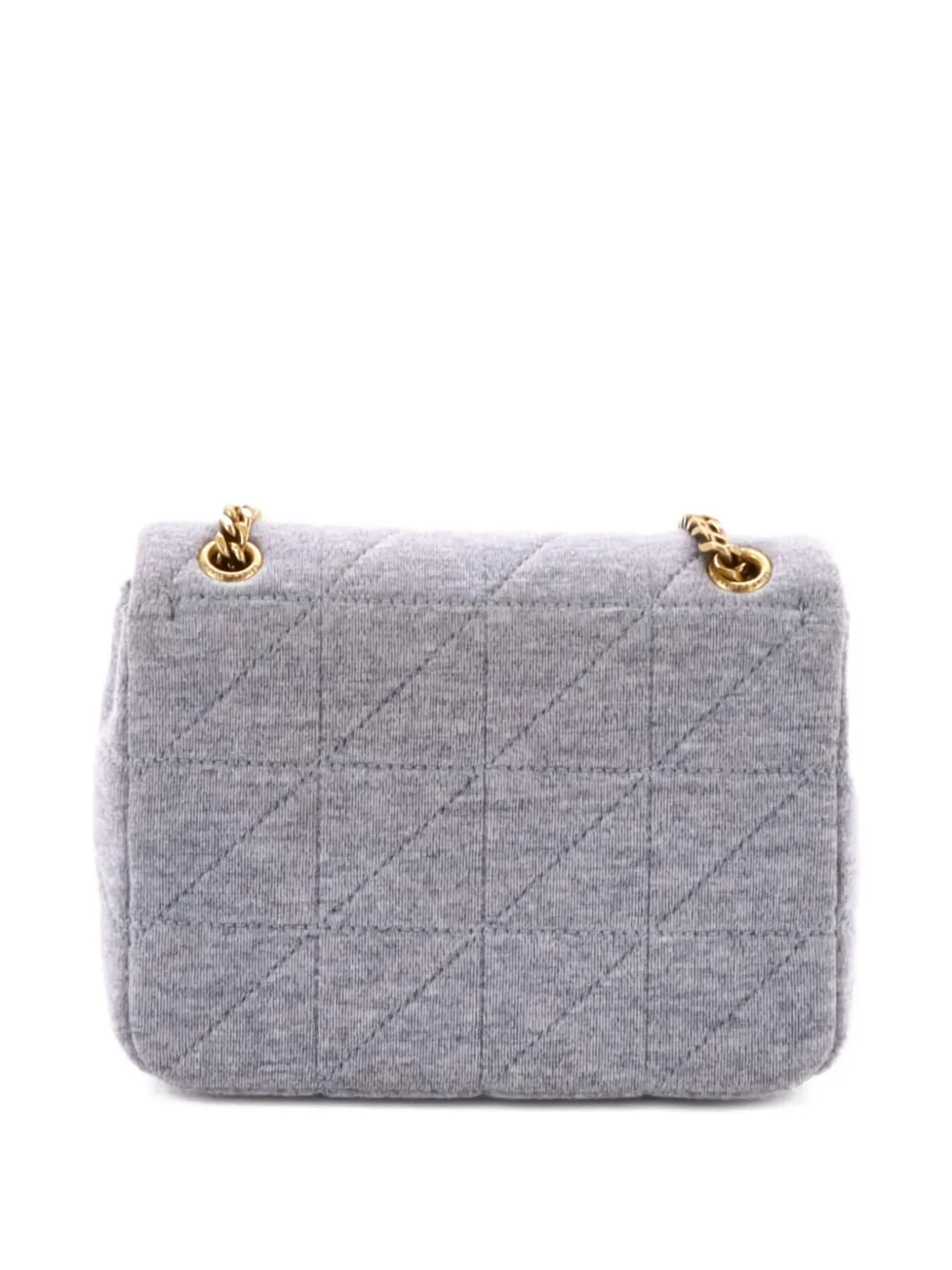 Pre-owned Saint Laurent Jamie Flap Bag Quilted Jersey Small Shoulder Bag In Gray