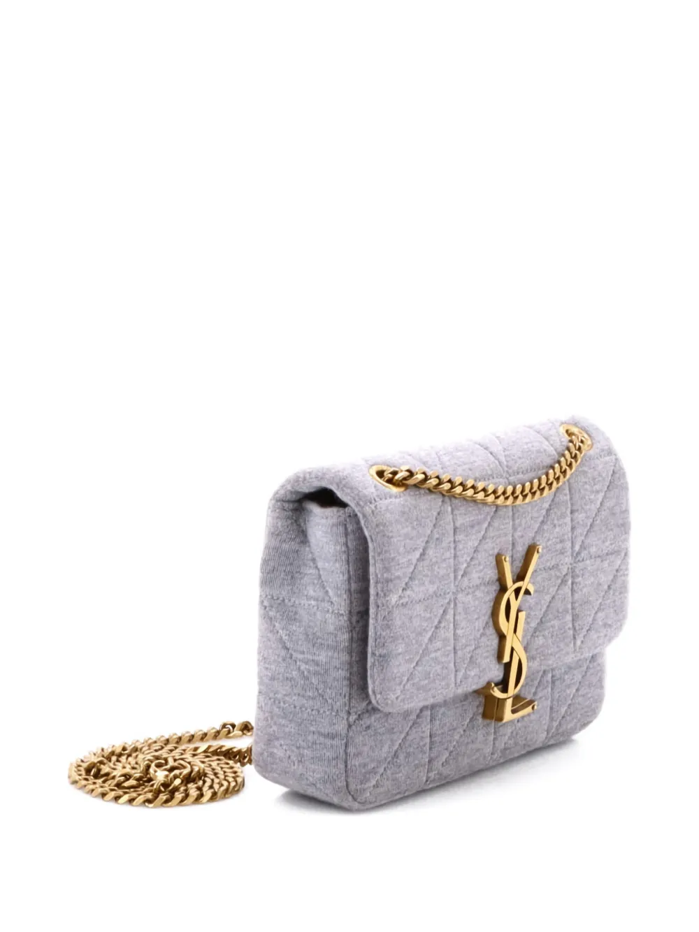 SAINT LAURENT Pre-owned Jamie Flap Bag Quilted Jersey Small Shoulder Bag In Gray
