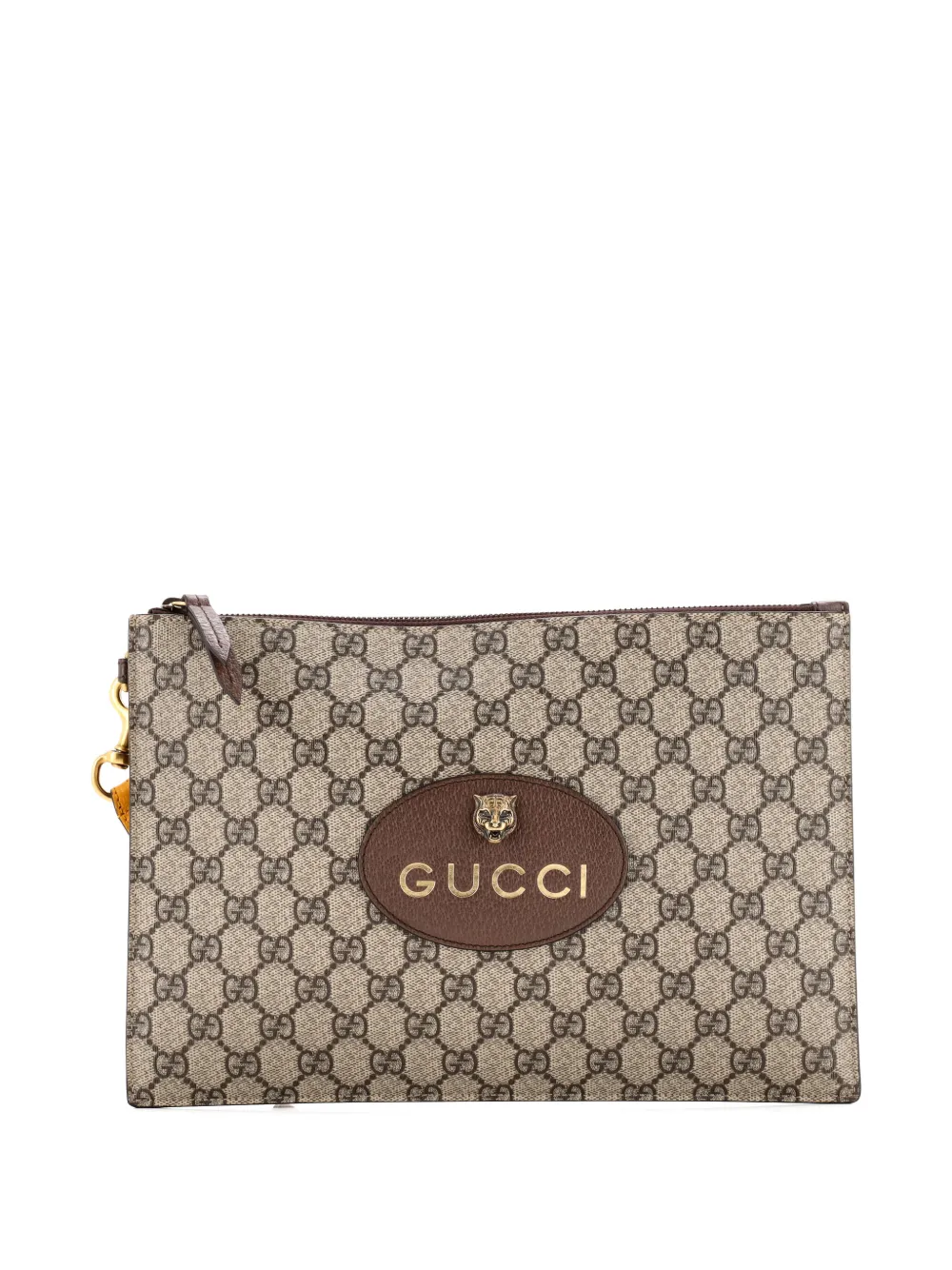 Pre-owned Gucci Neo Vintage Wristlet Pouch Gg Coated Canvas Clutch Bag In Brown