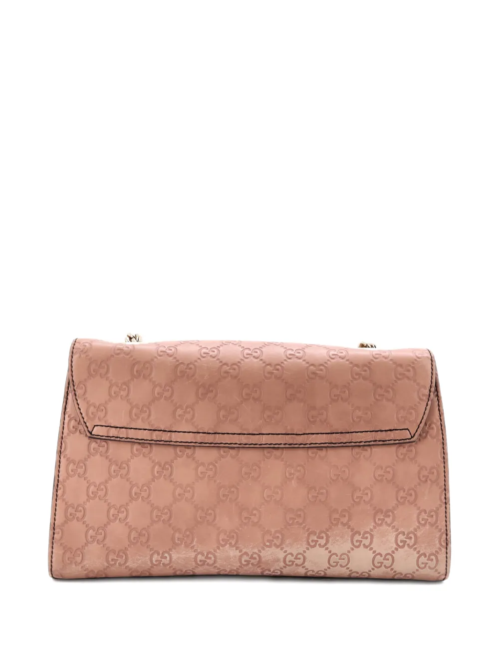 Pre-owned Gucci Emily Chain Flap Bag Ssima Leather Medium Shoulder Bag In Neutral