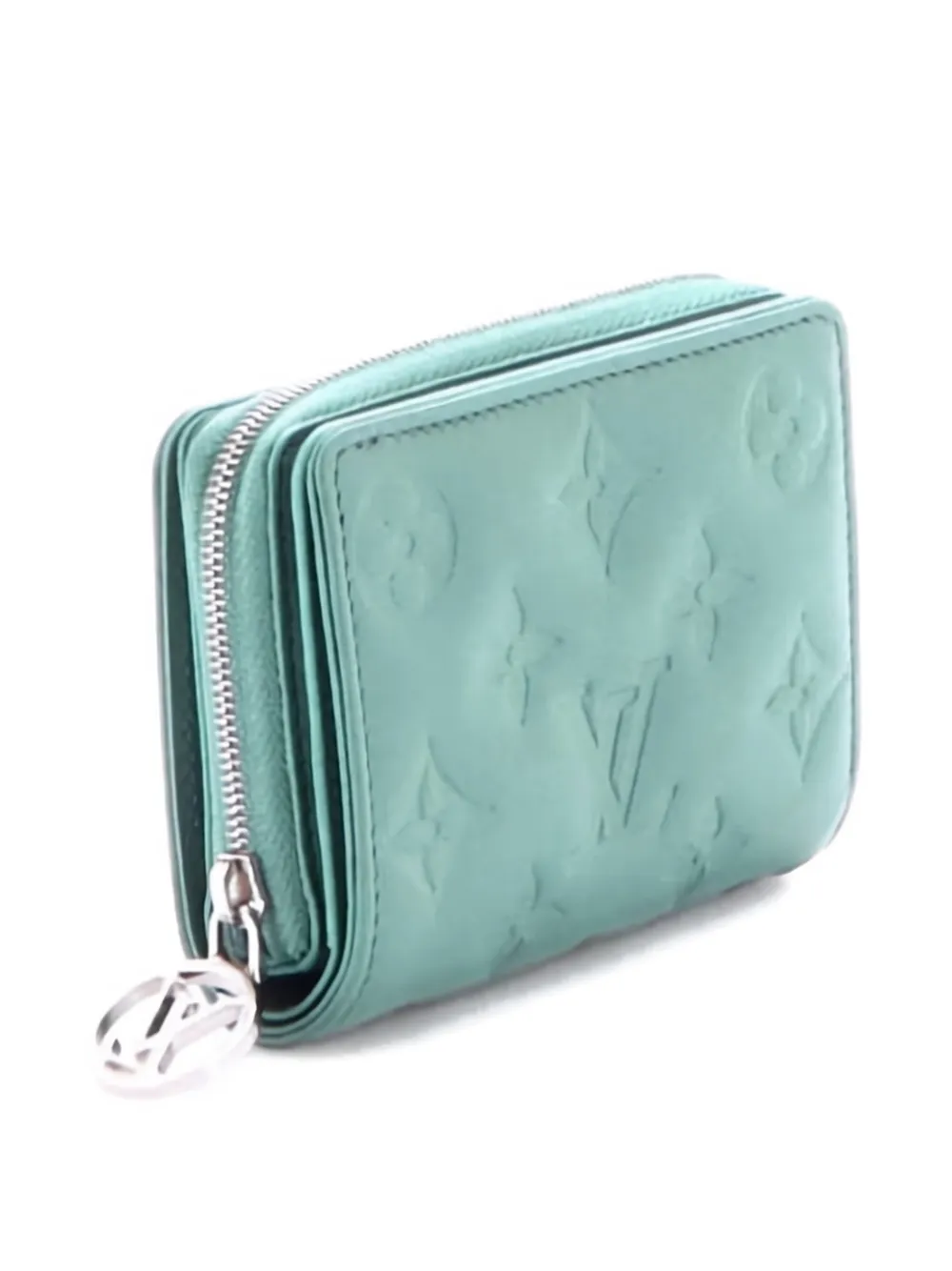 Pre-owned Louis Vuitton Coussin Lou Wallet Monogram Embossed Lambskin Small Wallets In Blue