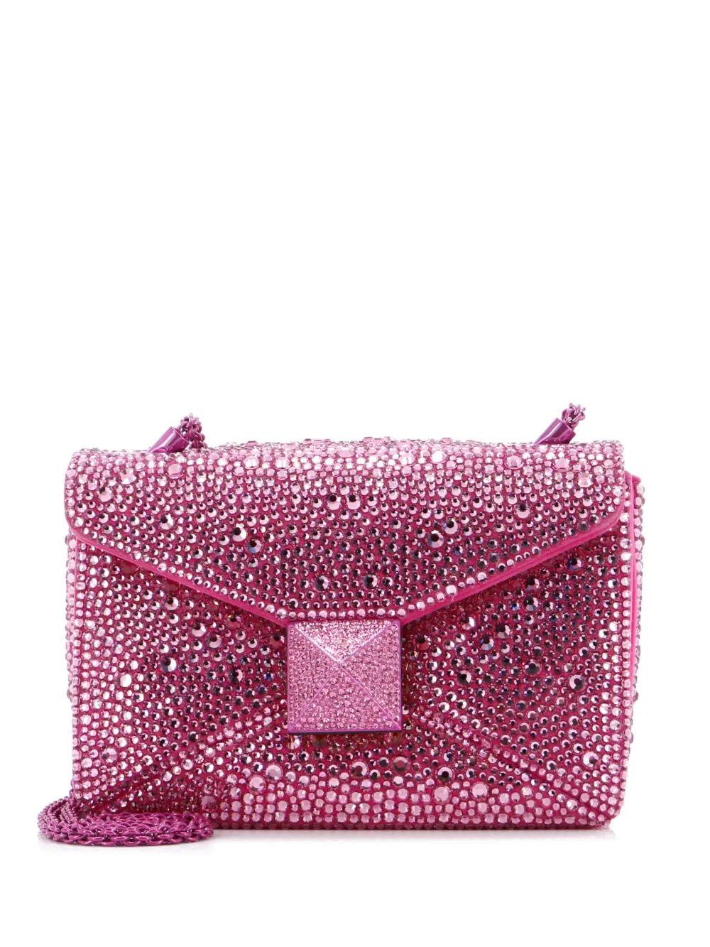 Valentino Garavani Pre-Owned One Stud Chain Flap Bag Crystal Embellished Suede Small shoulder bag - Rosa
