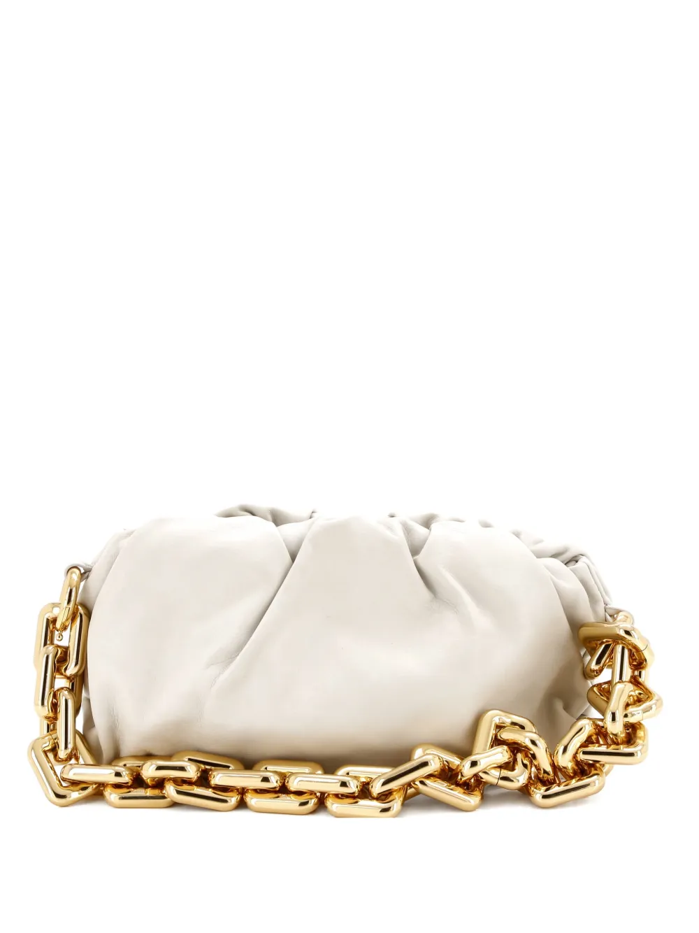 Pre-owned Bottega Veneta The Chain Pouch Leather Shoulder Bag In White