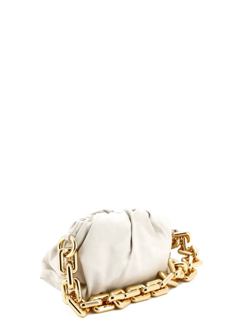 Pre-owned Bottega Veneta The Chain Pouch Leather Shoulder Bag In White