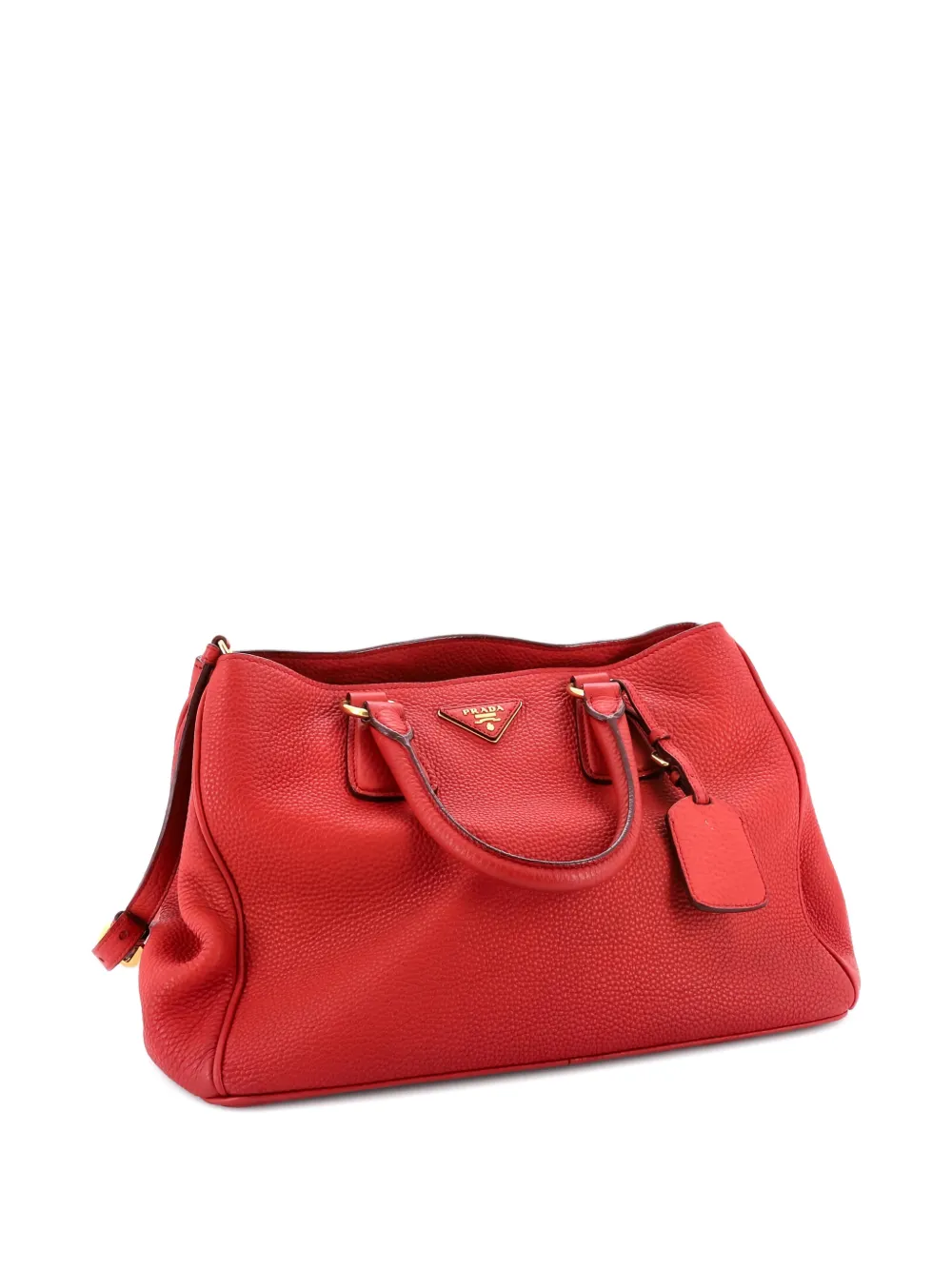 Pre-owned Prada Convertible Shopping Vitello Daino Medium Tote Bag In Red