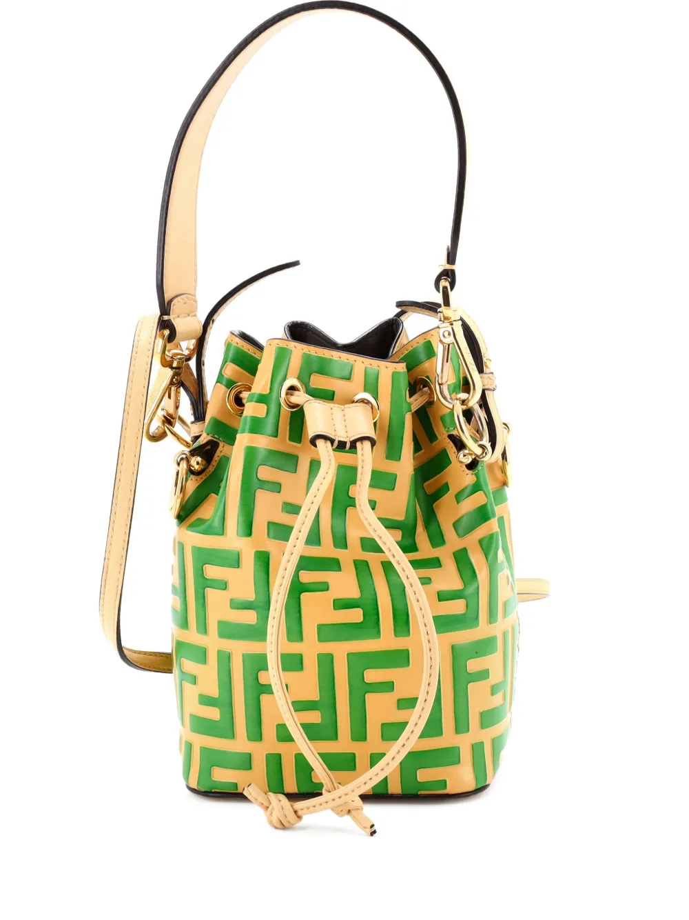 Fendi Pre-Owned Mon Tresor Zucca Embossed Leather Mini bucket bag - Arancione