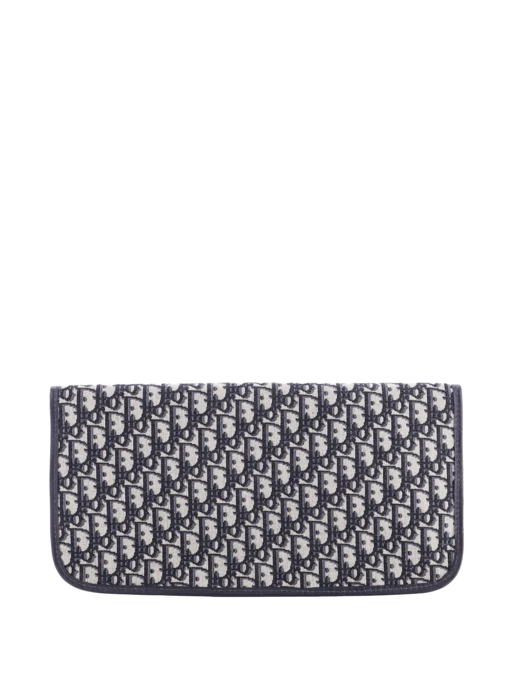 Pre-owned Dior Fold Over Oblique Canvas Clutch Bag In Blue