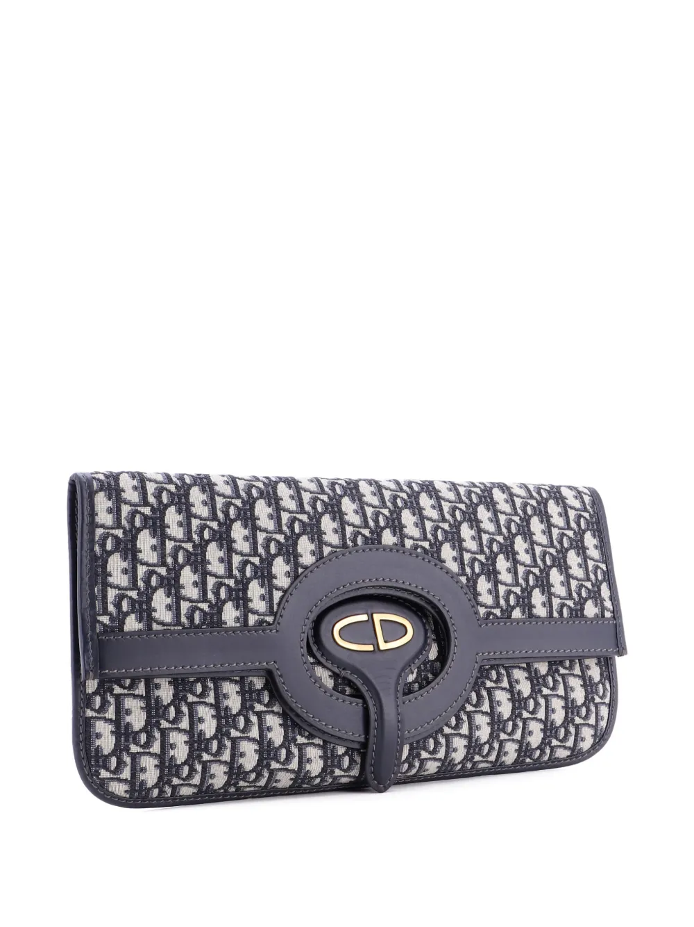 Fold Over Oblique Canvas Clutch Bag