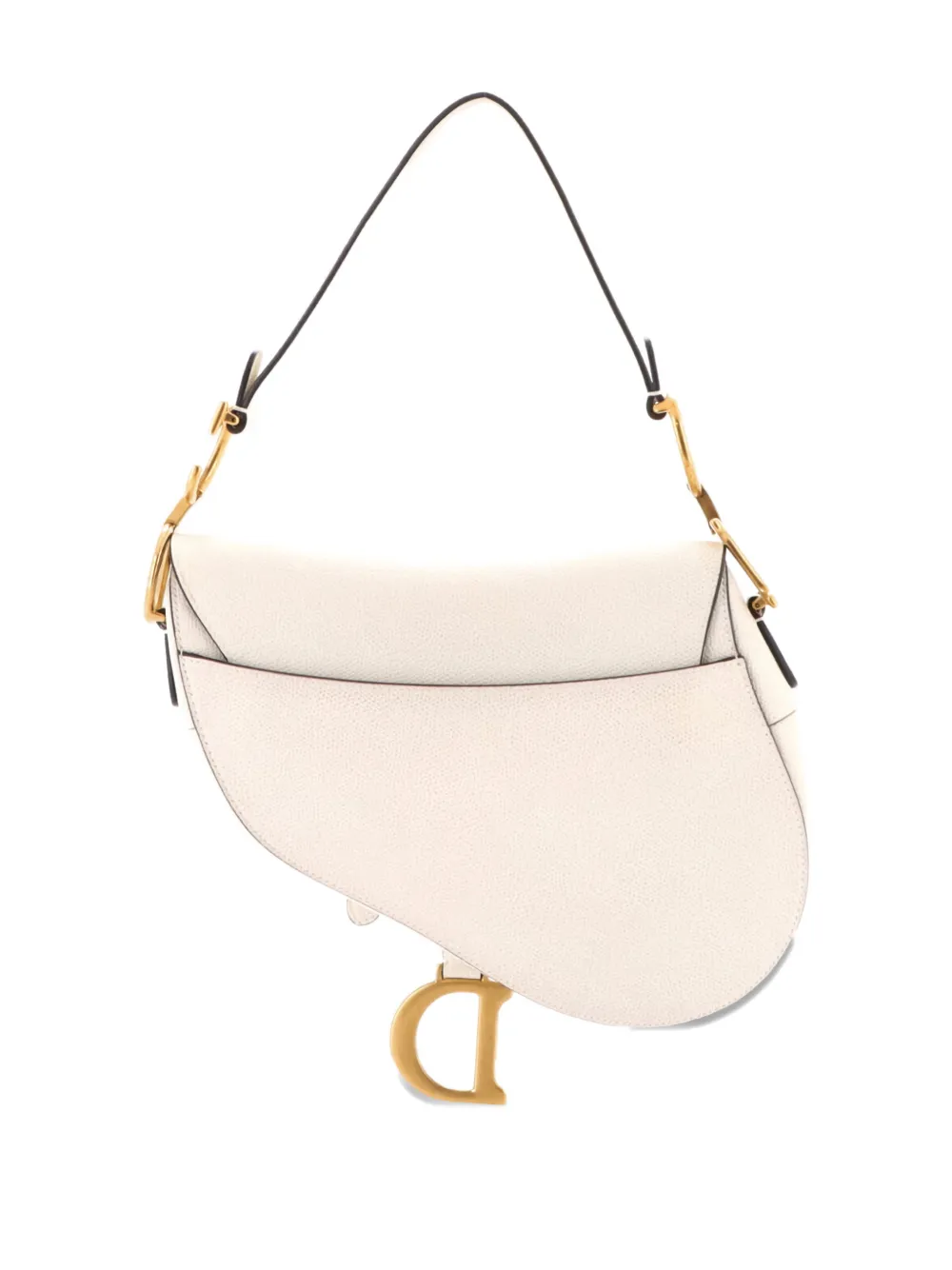 Pre-owned Dior Saddle Handbag Leather Medium Shoulder Bag In White