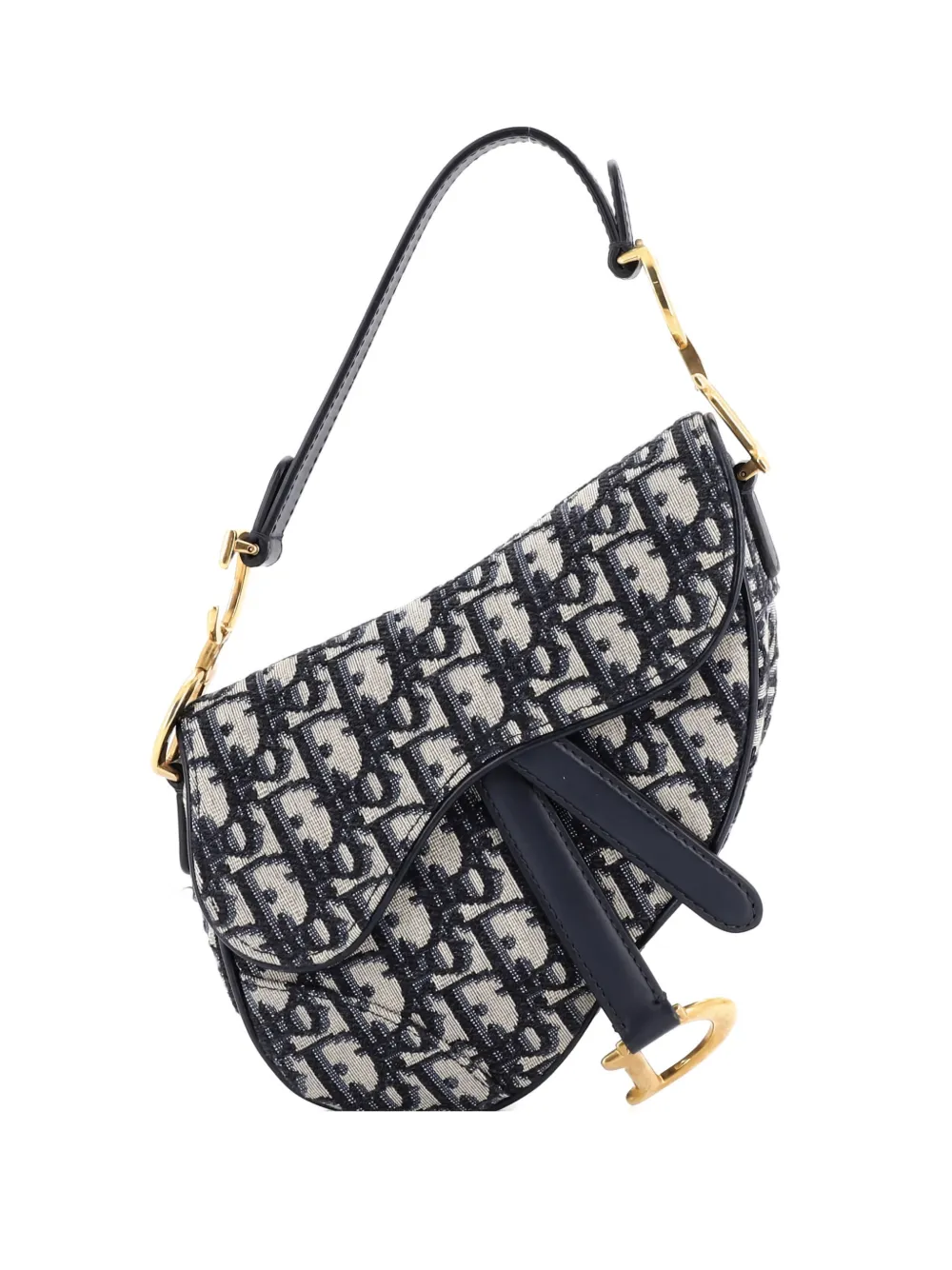 Pre-owned Dior Saddle Handbag Oblique Canvas Mini Shoulder Bag In Blue