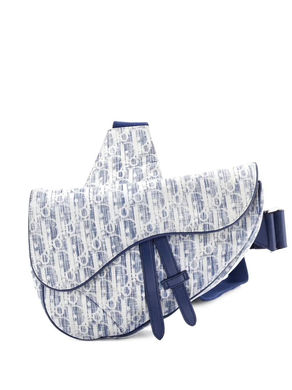 Christian Dior Pre-Owned Saddle Oblique Kasuri Jacquard crossbody bag - Blu