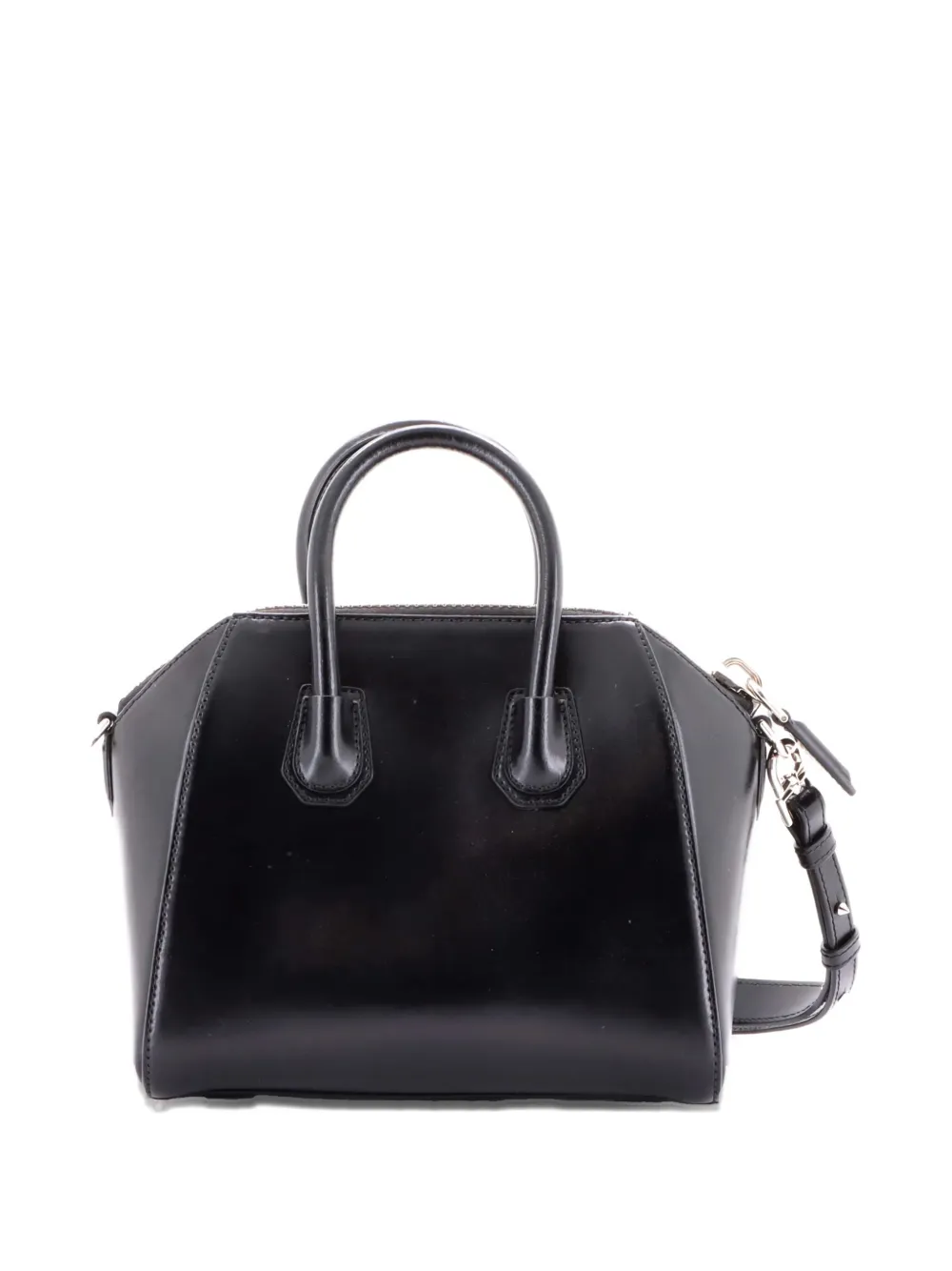 Pre-owned Givenchy Antigona Bag Glazed Leather Mini Satchel In Black
