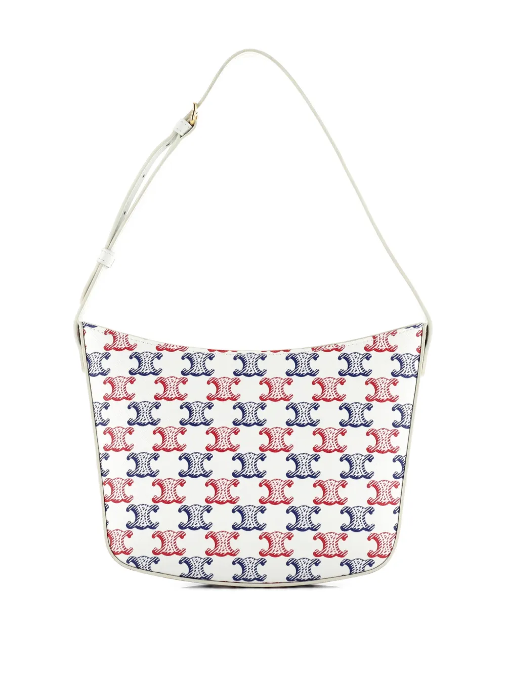 Celine Pre-Owned Croque Triomphe Coated Canvas Medium hobo bag - Bianco