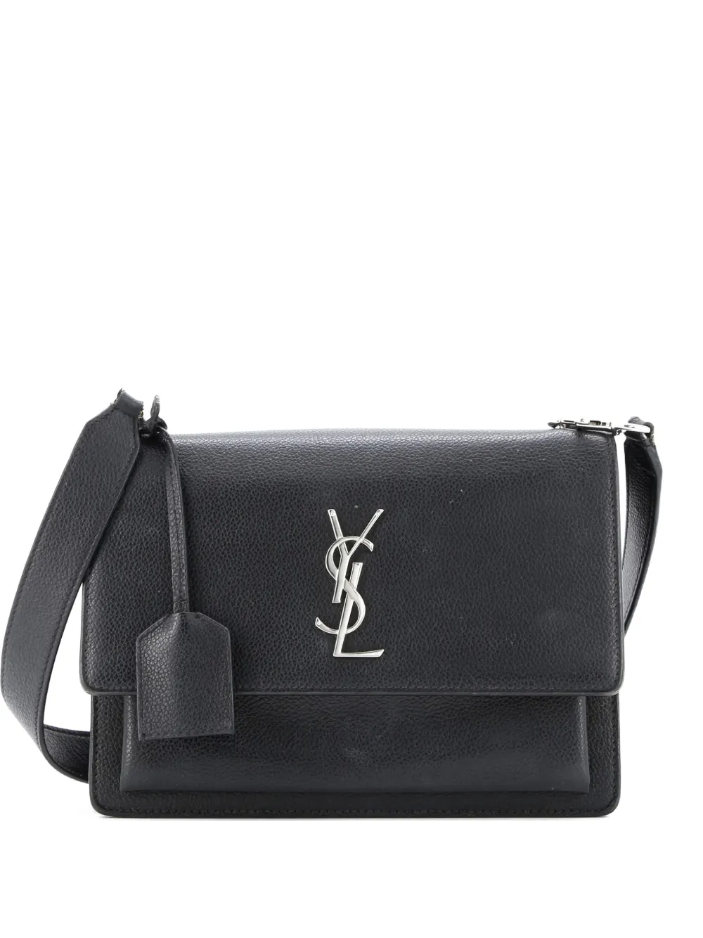 Pre-owned Saint Laurent Sunset Satchel Leather Medium Crossbody Bag In Black