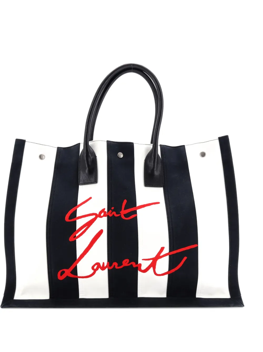Saint Laurent Pre-Owned Noe Shopping Striped Canvas Large tote bag | Black | Image 1
