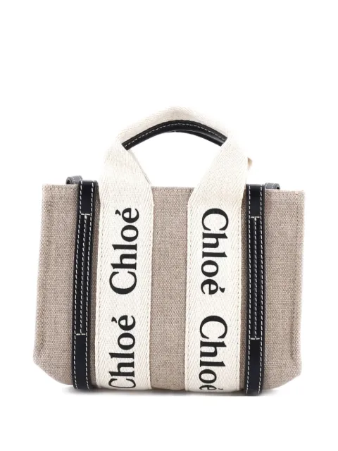 Chloé Pre-Owned Woody Convertible Canvas with Leather Mini tote bag