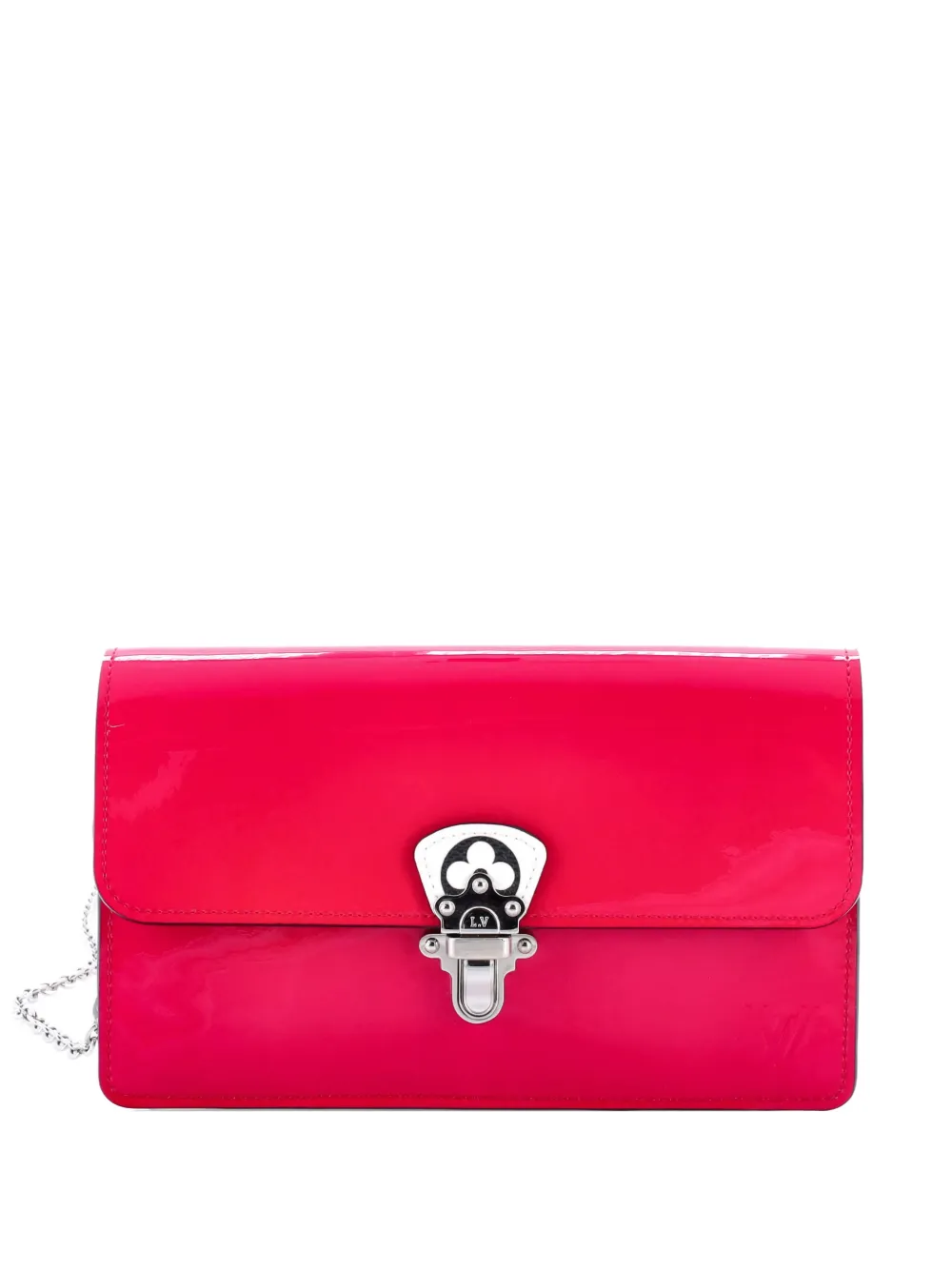 Pre-owned Louis Vuitton Cherrywood Chain Wallet Vernis With Monogram Canvas Crossbody Bag In Pink