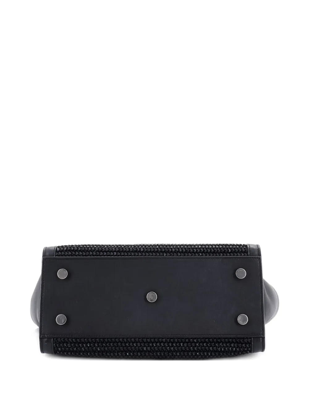 SAINT LAURENT Pre-owned Monogram Cabas Downtown Raffia And Leather Baby Tote Bag In Black