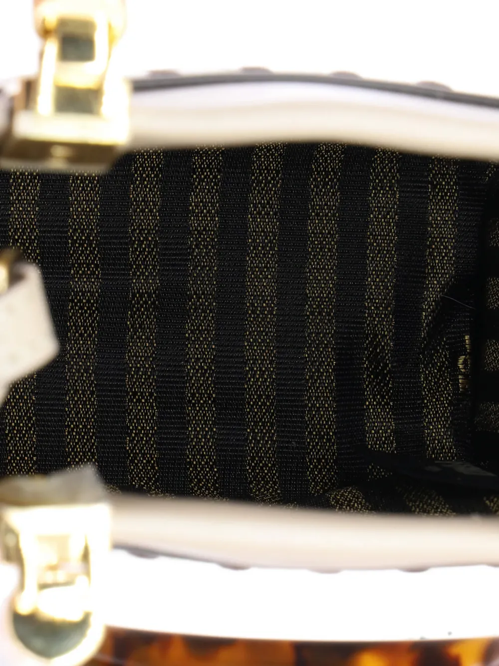 Pre-owned Fendi Sunshine Shopper Tote Leather Mini Crossbody Bag In Gray