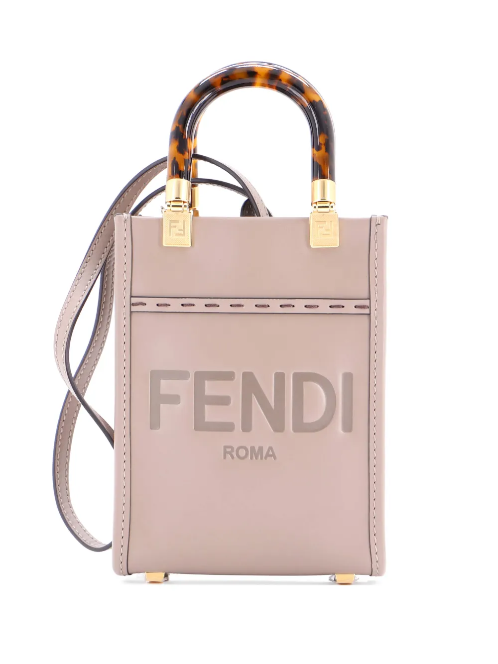 Fendi Pre-Owned Sunshine Shopper Tote Leather Mini crossbody bag - Grigio
