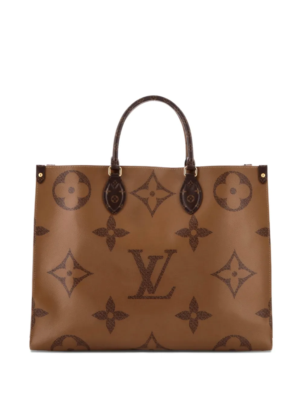 Pre-owned Louis Vuitton Onthego Reverse Monogram Giant Gm Tote Bag In Brown
